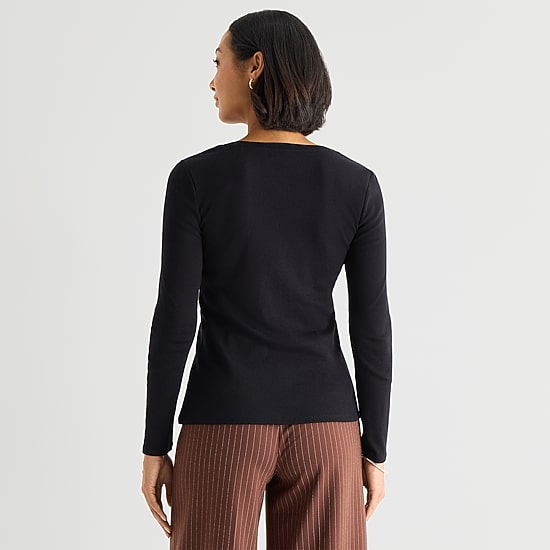 Liz Claiborne Womens V Neck Long Sleeve T-Shirt