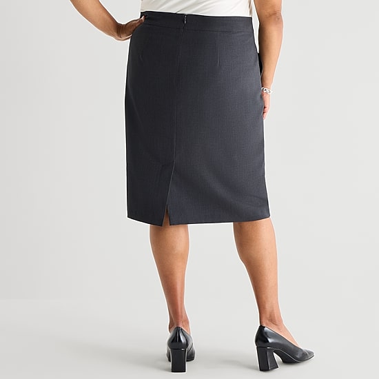 Liz Claiborne Womens Plus Mid Rise Pencil Skirt