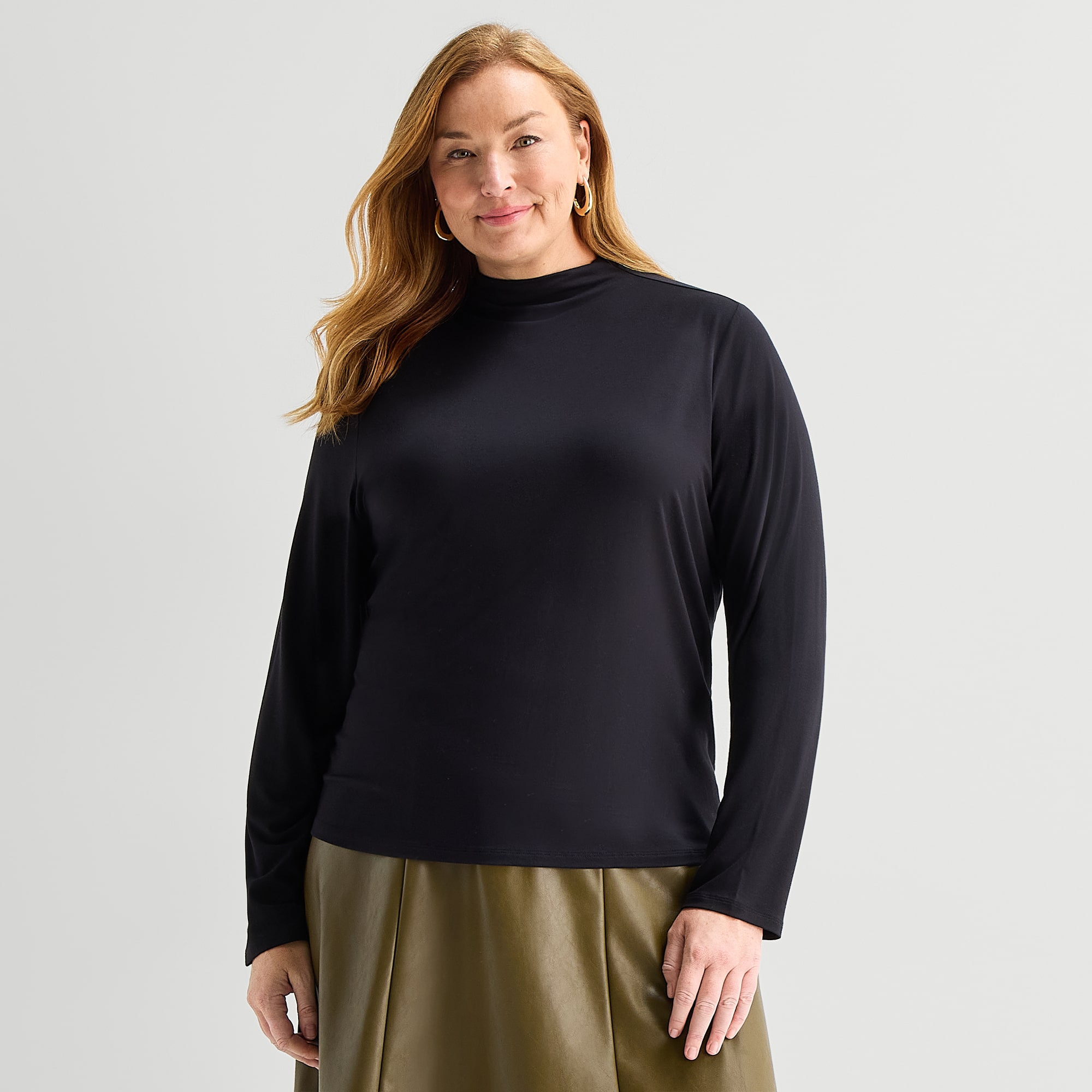 Liz Claiborne Womens Plus Long Sleeve Turtleneck