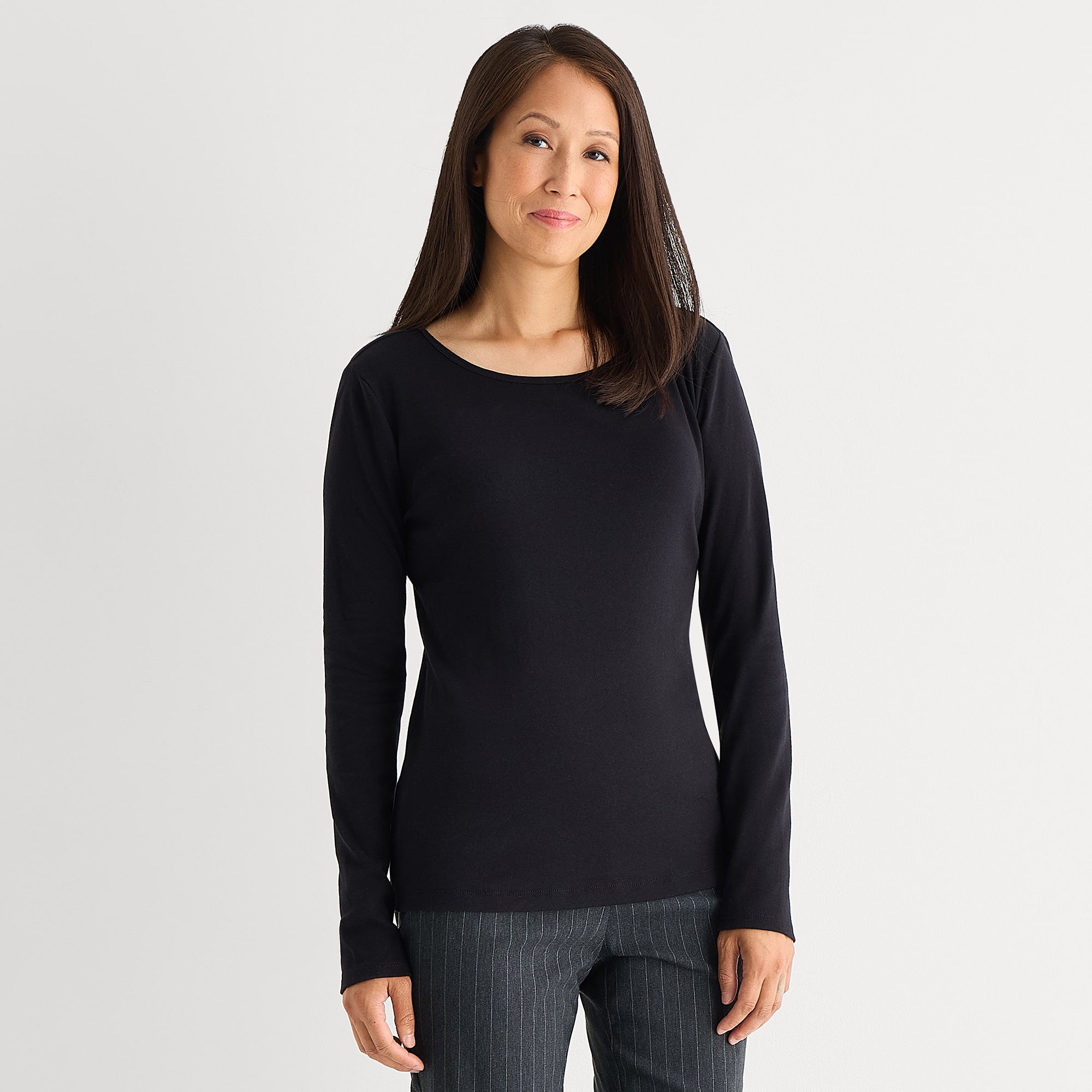 Liz Claiborne Womens Crew Neck Long Sleeve T-Shirt