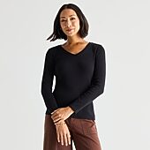 Liz Claiborne Womens V Neck Long Sleeve T-Shirt