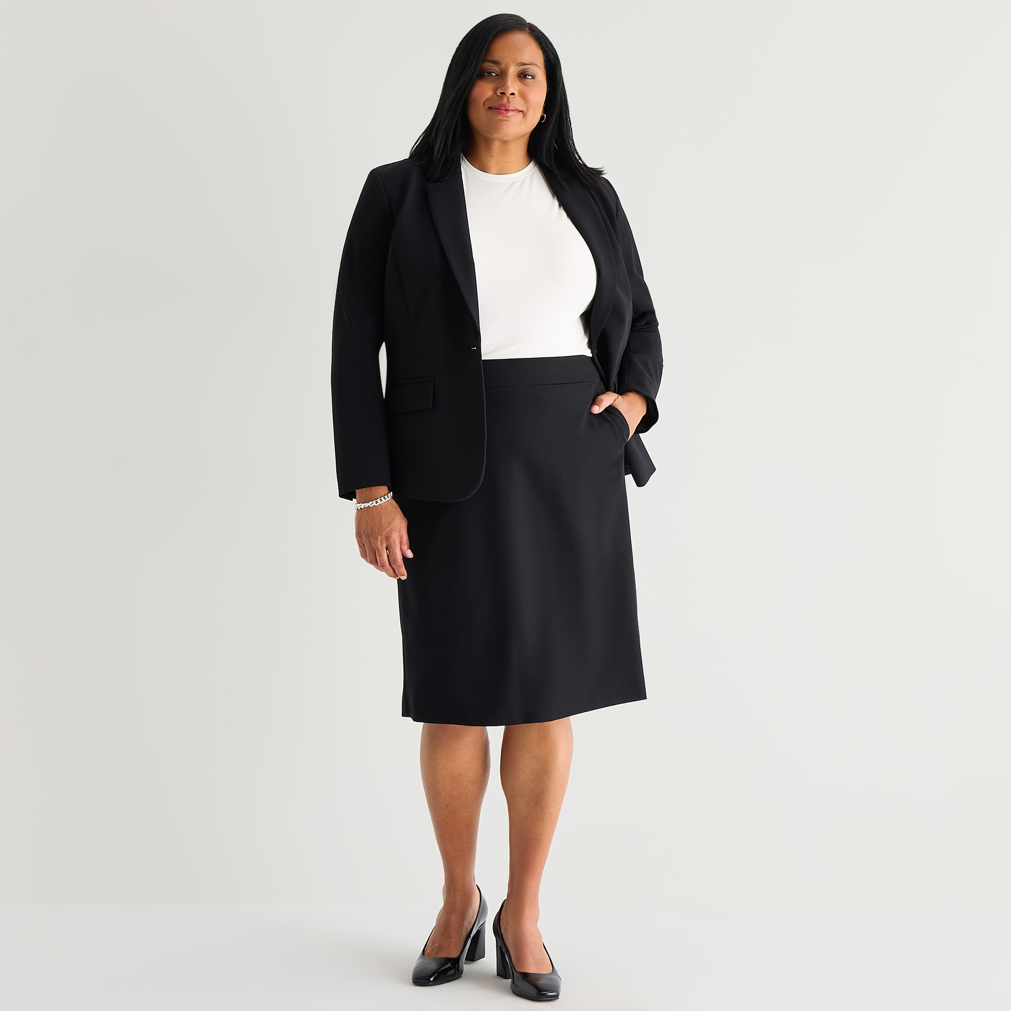 Liz Claiborne Womens Plus Mid Rise Pencil Skirt