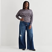 Arizona Womens Juniors Plus Low Rise Baggy Fit Jean