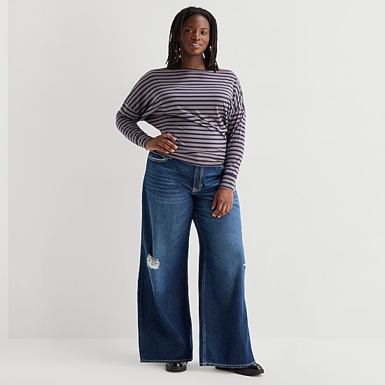Arizona Womens Juniors Plus Low Rise Baggy Fit Jean