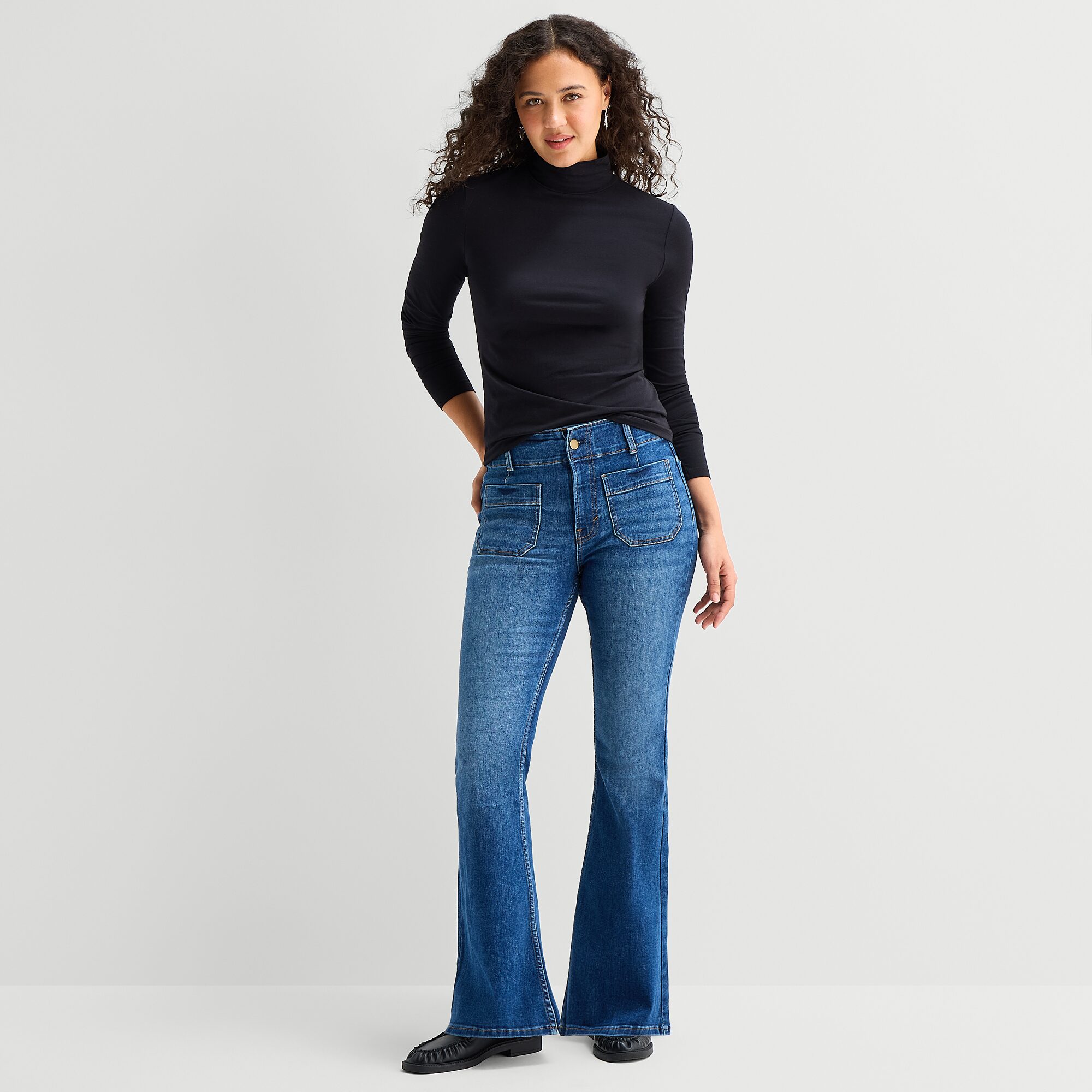 A.N.A Womens Mock Neck Long Sleeve T-Shirt