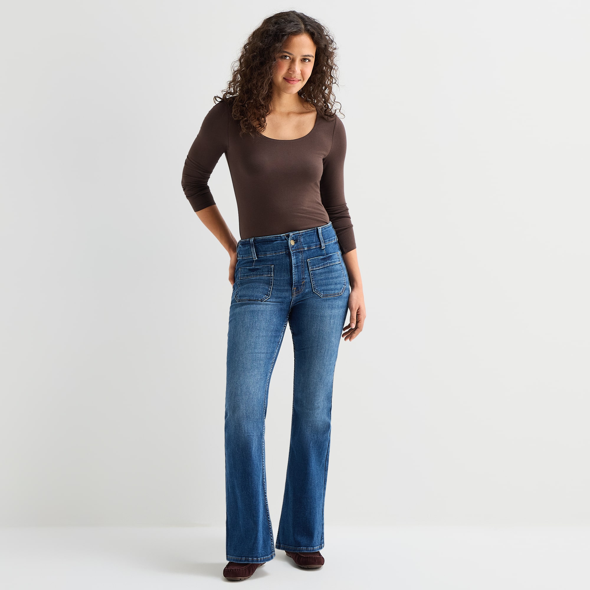 A.N.A Womens Scoop Neck Long Sleeve T-Shirt