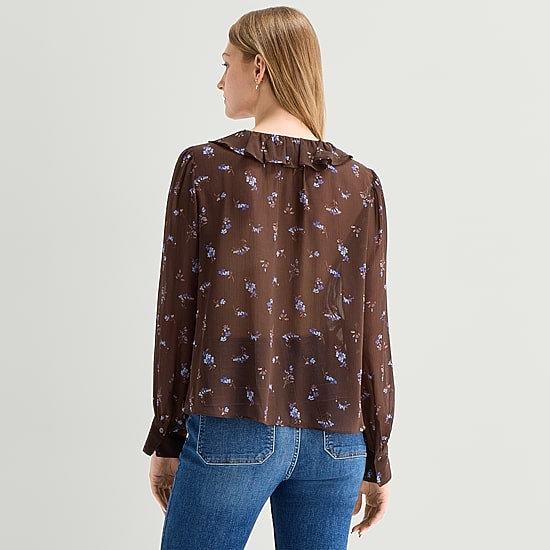 A.N.A Womens V Neck Long Sleeve Blouse