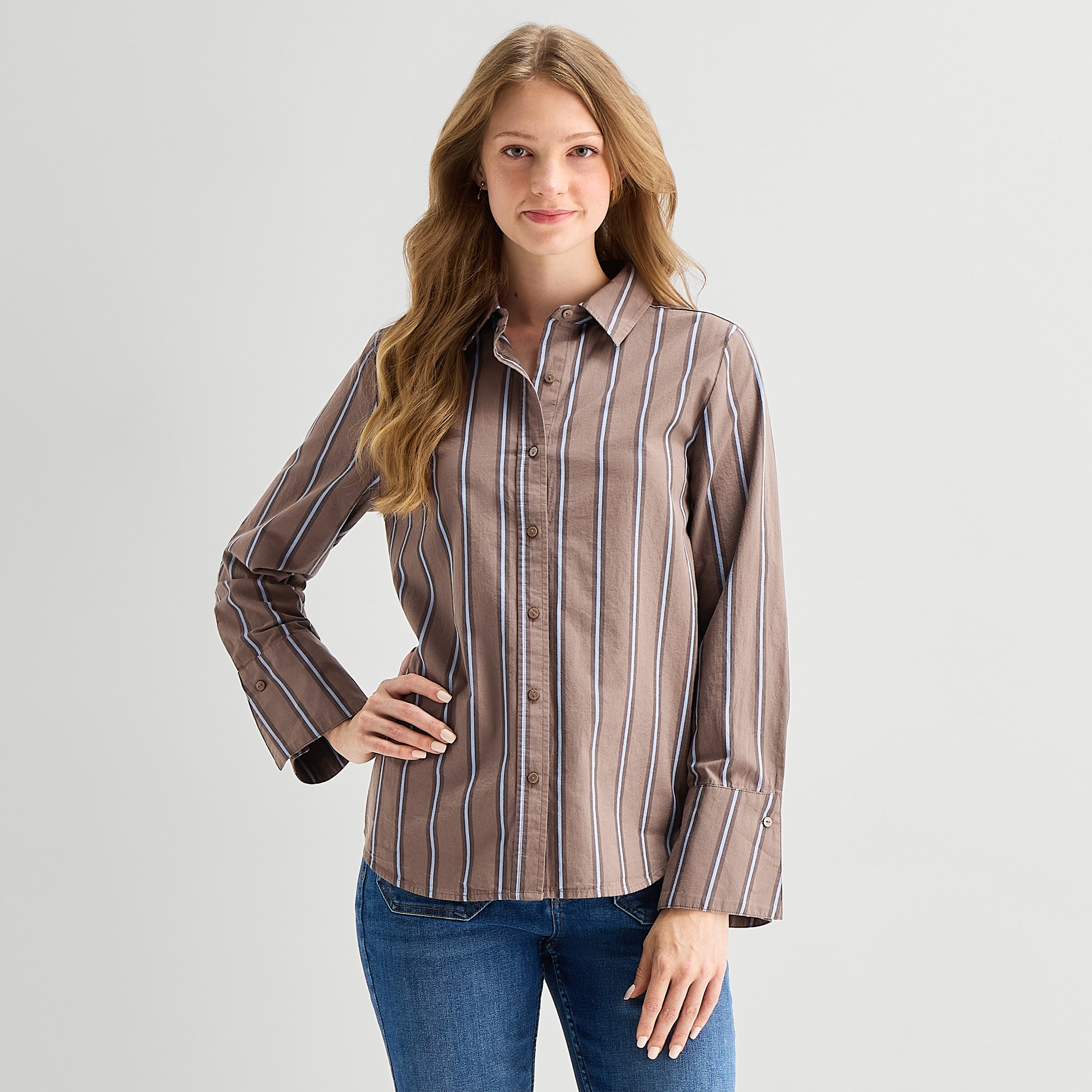 A.N.A Womens Tall Cuffed Long Sleeve Regular Fit Button-Down Shirt