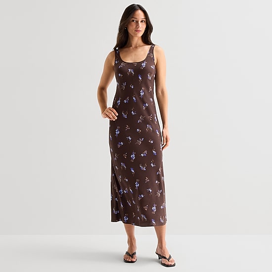 A.N.A Womens Sleeveless Floral Slip Dress