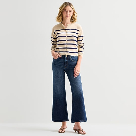 A.N.A Womens Highest Rise Wide Leg Cropped Jean