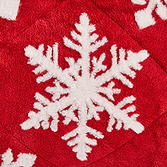 North Pole Trading Co. Mink Sherpa Red Snowflake Throw