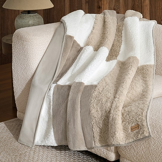 Bearpaw Everly Pieced Faux Fur 50x60 Washable Midweight Throw