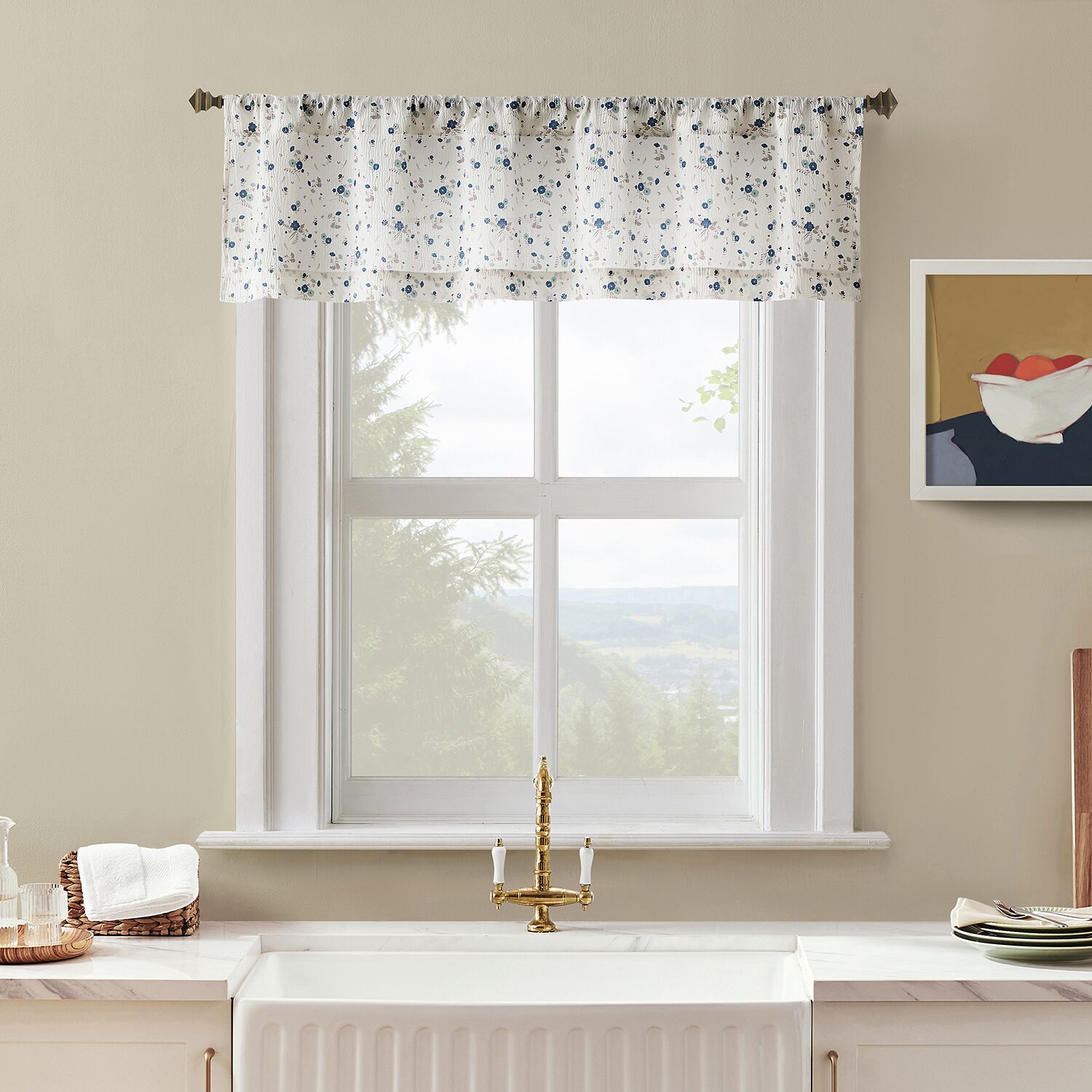 No 918 Mirabelle Ditsy Floral 2-pc. Rod Pocket Window Tier