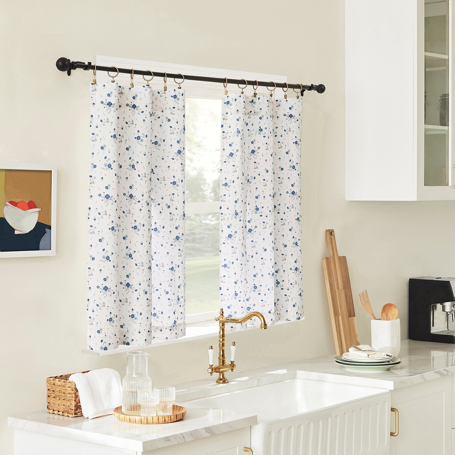 No 918 Mirabelle Ditsy Floral 2-pc. Rod Pocket Window Tier