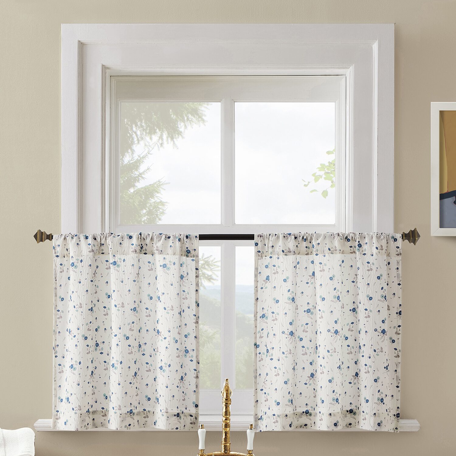 No 918 Mirabelle Ditsy Floral 2-pc. Rod Pocket Window Tier
