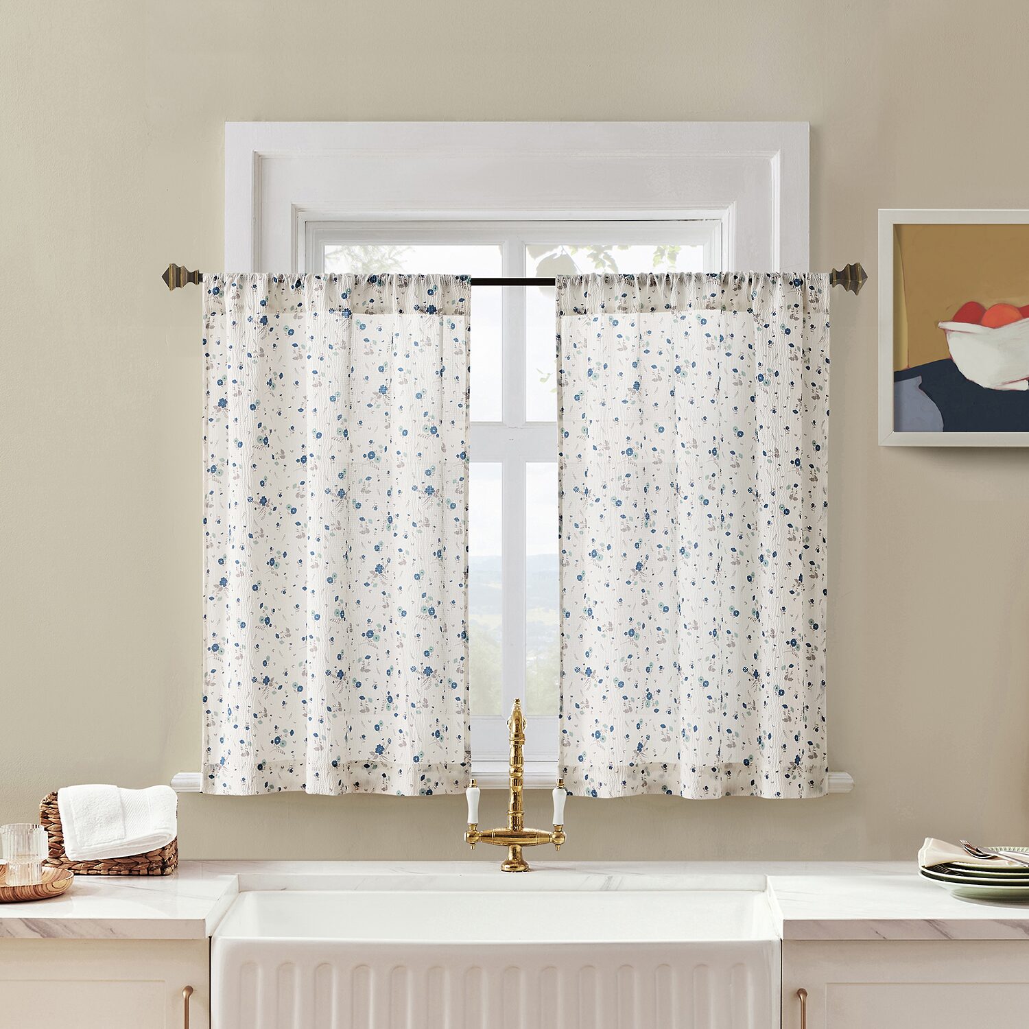 No 918 Mirabelle Ditsy Floral 2-pc. Rod Pocket Window Tier