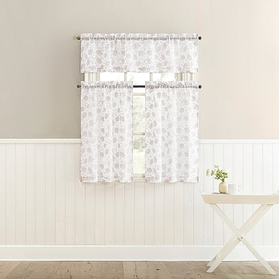 No 918 Jacqueline Tonal Floral Puff Print 2-pc. Rod Pocket Window Tier