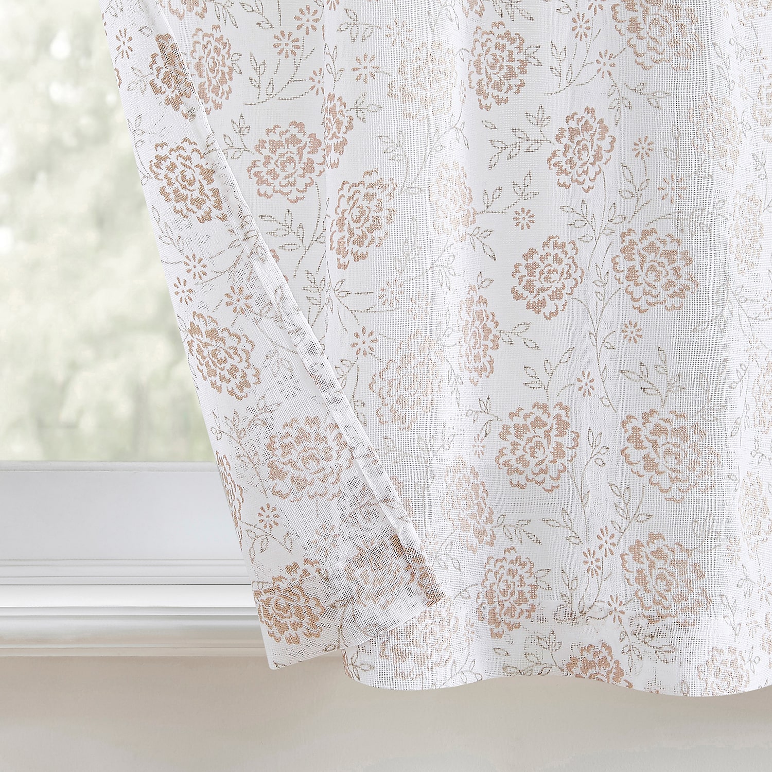 No 918 Jacqueline Tonal Floral Puff Print 2-pc. Rod Pocket Window Tier