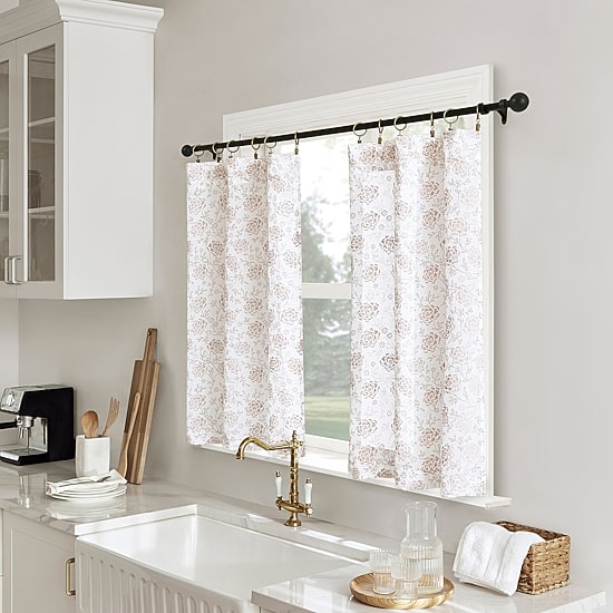 No 918 Jacqueline Tonal Floral Puff Print 2-pc. Rod Pocket Window Tier