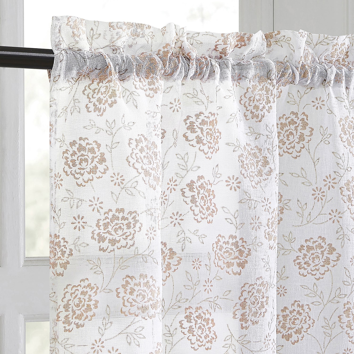 No 918 Jacqueline Tonal Floral Puff Print 2-pc. Rod Pocket Window Tier