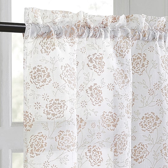 No 918 Jacqueline Tonal Floral Puff Print 2-pc. Rod Pocket Window Tier