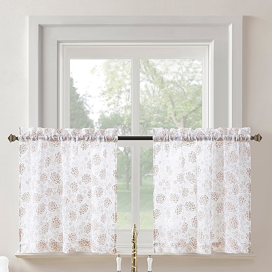 No 918 Jacqueline Tonal Floral Puff Print 2-pc. Rod Pocket Window Tier