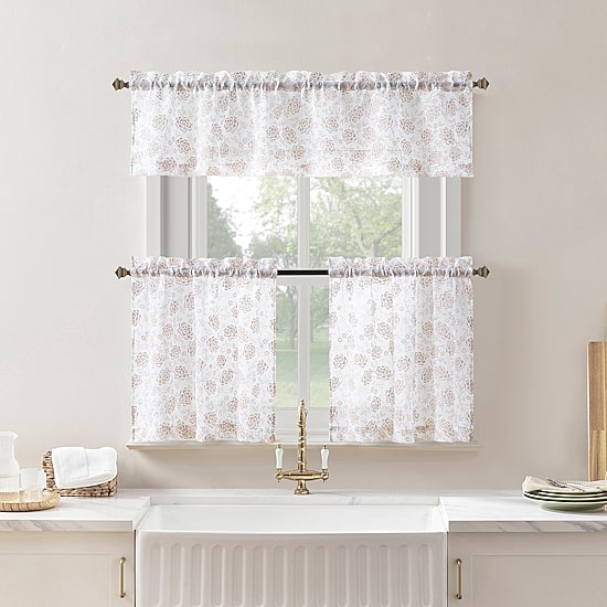 No 918 Jacqueline Tonal Floral Puff Print 2-pc. Rod Pocket Window Tier
