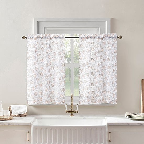 No 918 Jacqueline Tonal Floral Puff Print 2-pc. Rod Pocket Window Tier