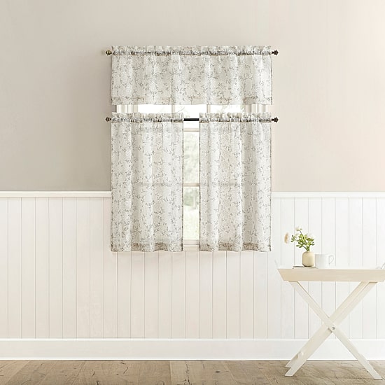 No 918 Jacqueline Tonal Floral Puff Print Rod Pocket Tailored Valance