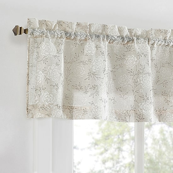 No 918 Jacqueline Tonal Floral Puff Print Rod Pocket Tailored Valance