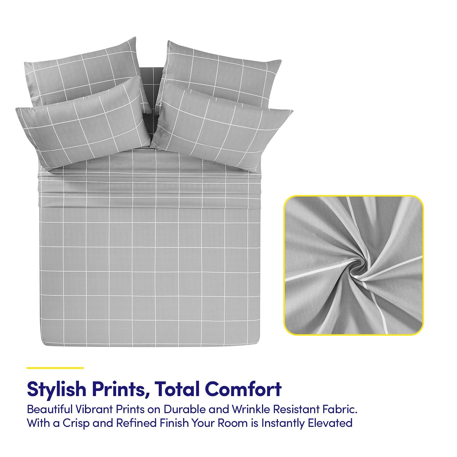 Sweet Home Collection™ Window Pane Printed Sheet Set, Deluxe Ultra Soft, Double Brushed Microfiber with Bonus Pillowcases