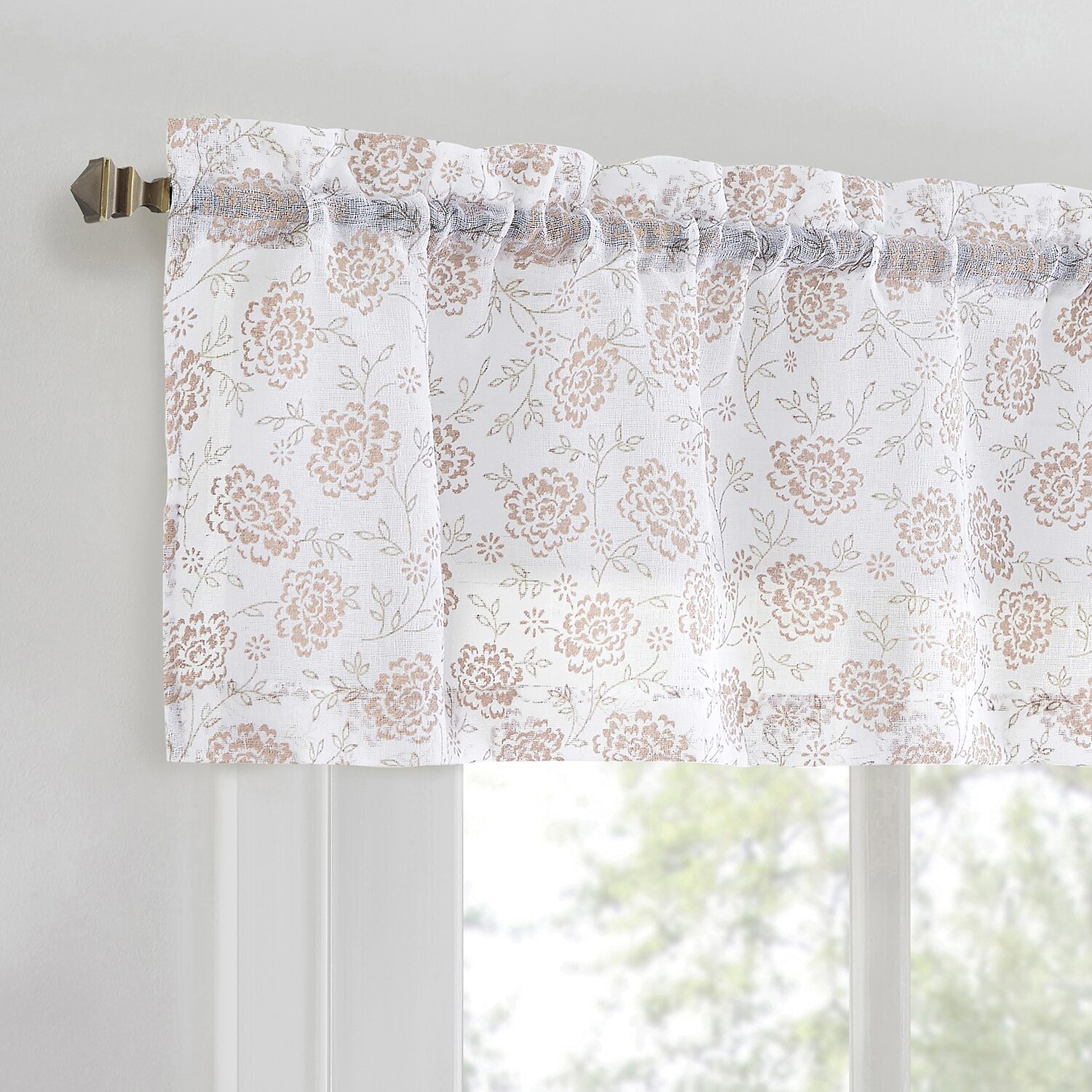 No 918 Jacqueline Tonal Floral Puff Print Rod Pocket Tailored Valance