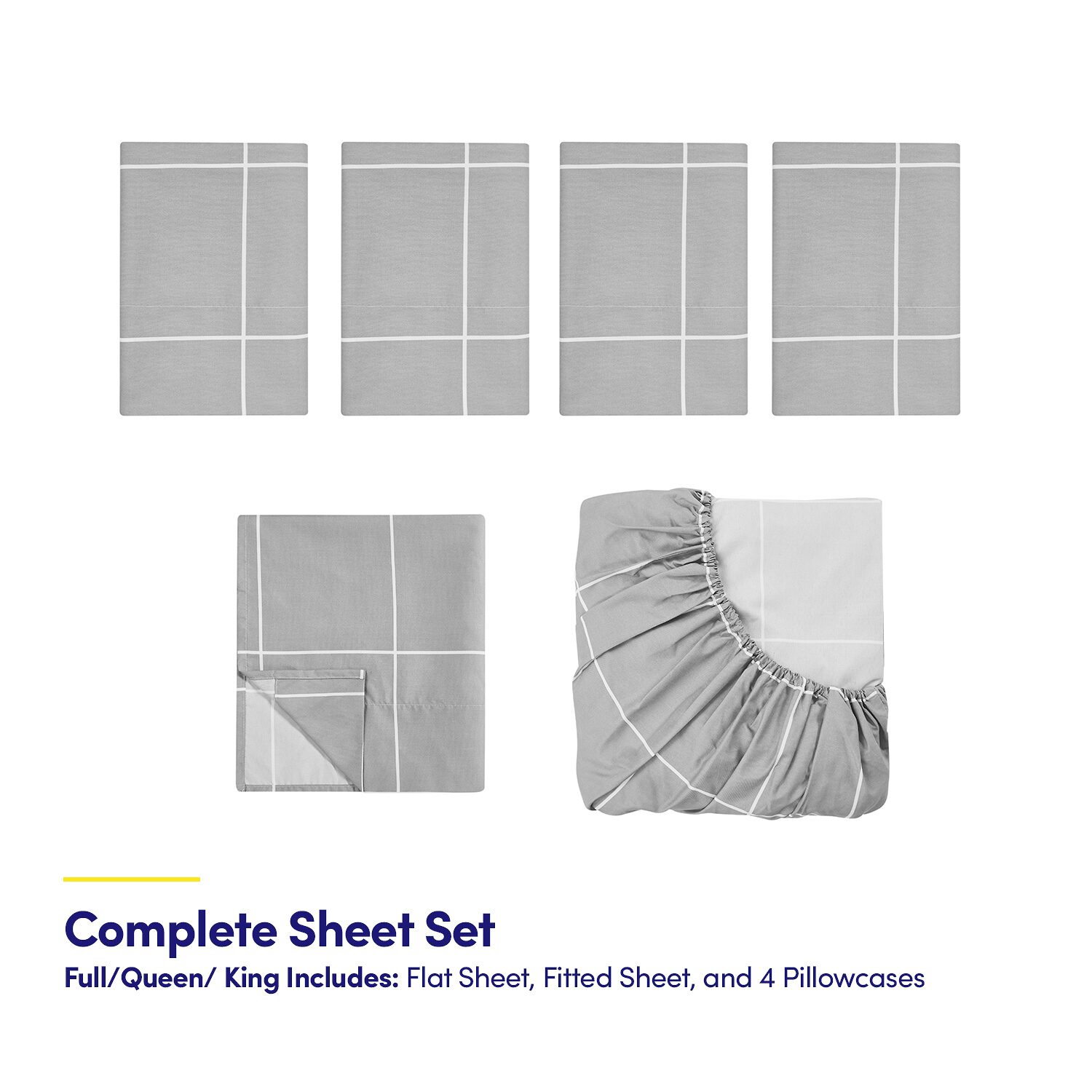 Sweet Home Collection™ Window Pane Printed Sheet Set, Deluxe Ultra Soft, Double Brushed Microfiber with Bonus Pillowcases