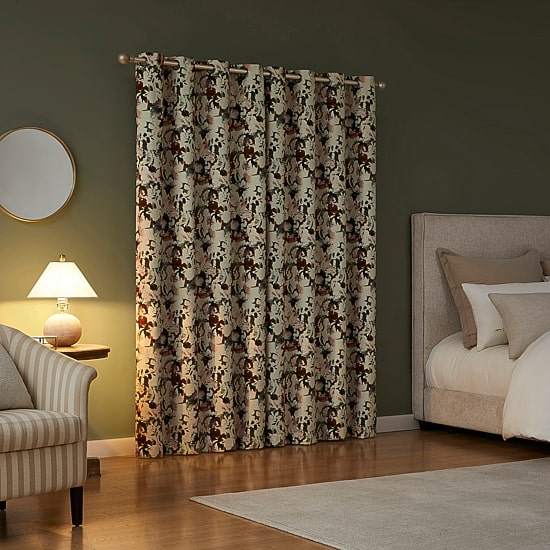 Sun Zero Audrey Abstract Floral Grommet Top 100% Blackout Single Curtain Panel