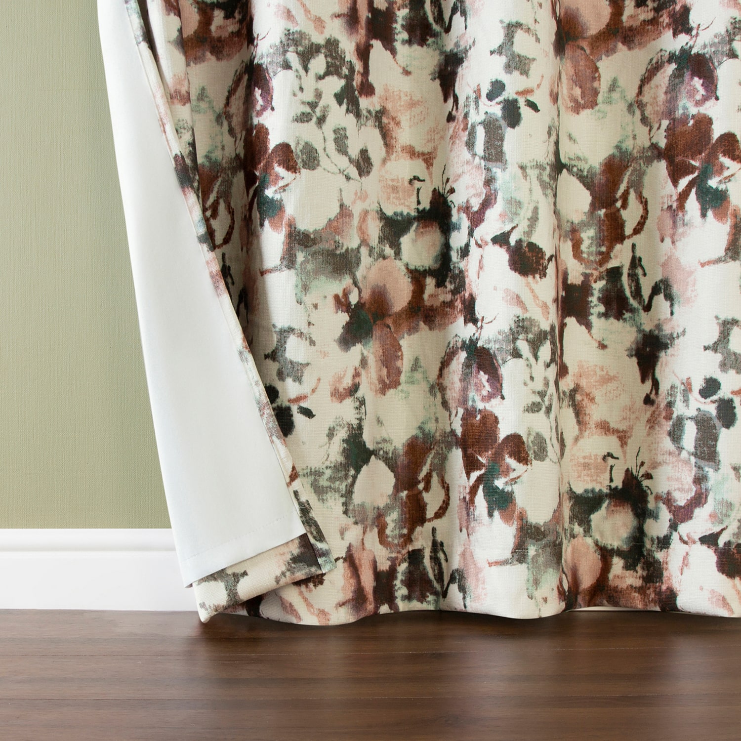 Sun Zero Audrey Abstract Floral Grommet Top 100% Blackout Single Curtain Panel