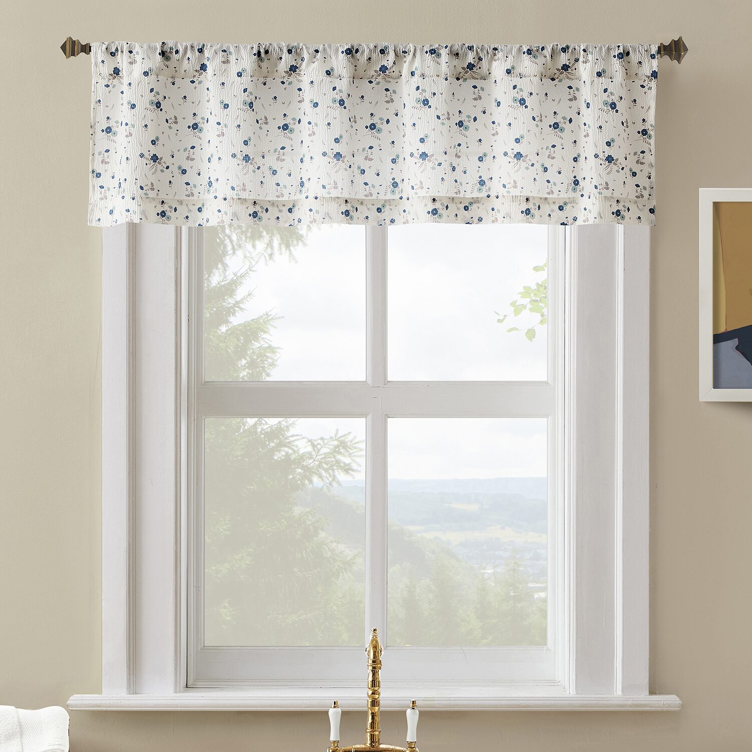 No 918 Mirabelle Ditsy Floral Rod Pocket Tailored Valance