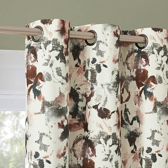 Sun Zero Audrey Abstract Floral Grommet Top 100% Blackout Single Curtain Panel