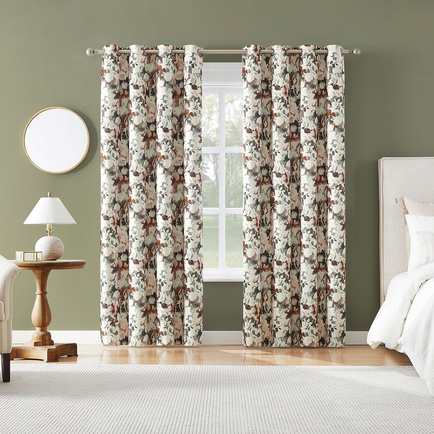 Sun Zero Audrey Abstract Floral Grommet Top 100% Blackout Single Curtain Panel