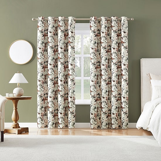 Sun Zero Audrey Abstract Floral Grommet Top 100% Blackout Single Curtain Panel