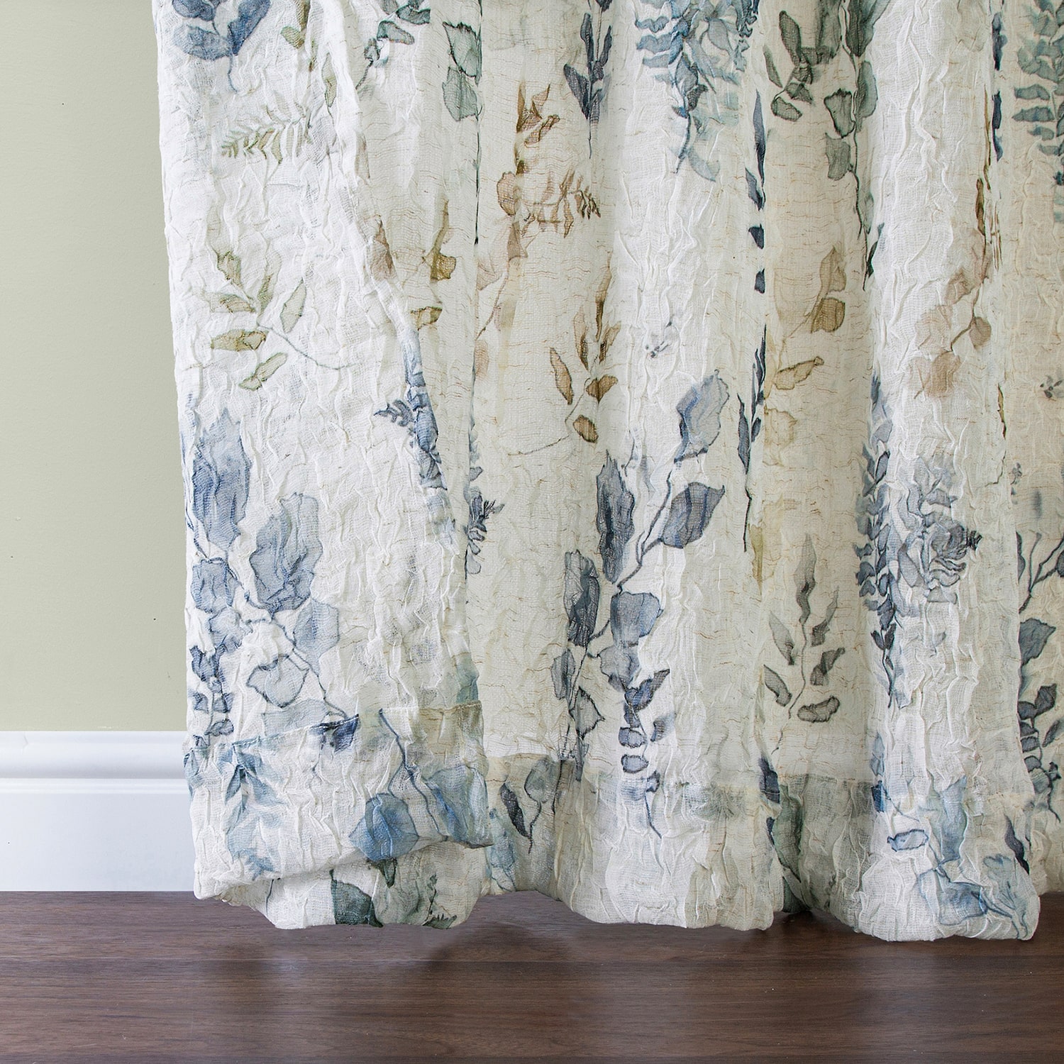 No 918 Marcella Watercolor Botanical Rod Pocket Semi-Sheer Single Curtain Panel