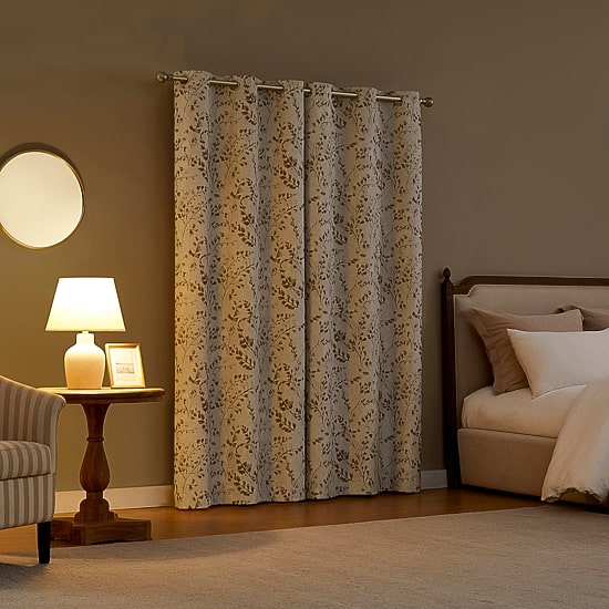 Sun Zero Bria Antique Botanical Grommet Top 100% Blackout Single Curtain Panel