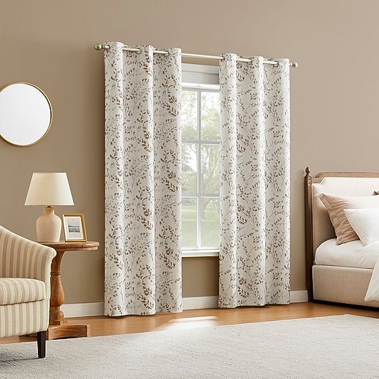 Sun Zero Bria Antique Botanical Grommet Top 100% Blackout Single Curtain Panel