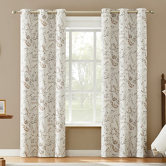 Sun Zero Bria Antique Botanical Grommet Top 100% Blackout Single Curtain Panel