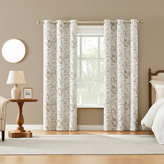 Sun Zero Bria Antique Botanical Grommet Top 100% Blackout Single Curtain Panel