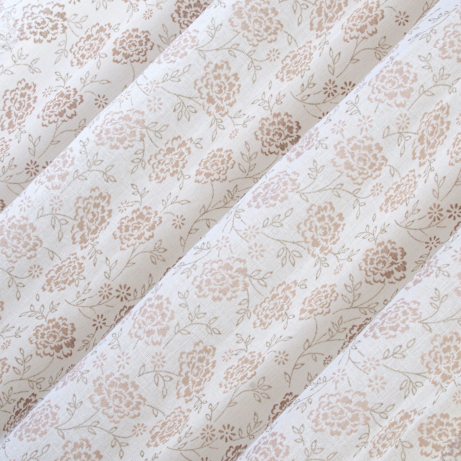 No 918 Jacqueline Tonal Floral Puff Print Rod Pocket Embellished Semi-Sheer Single Curtain Panel