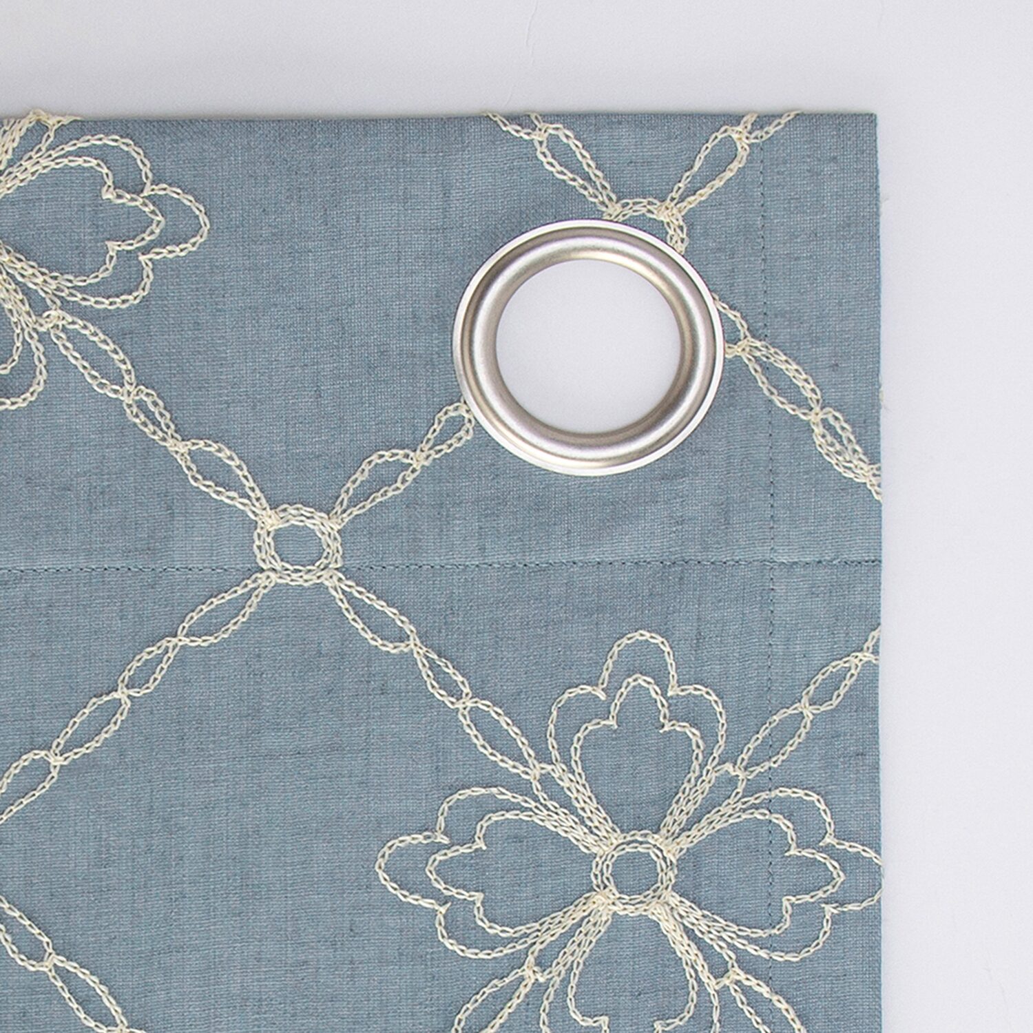 Sun Zero Adria Trellis Embroidered Grommet Top 100% Blackout Single Curtain Panel