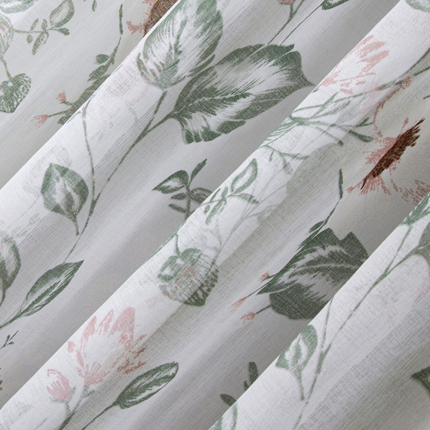 No 918 Anya Floral Puff Print Sheer Rod Pocket Single Curtain Panel