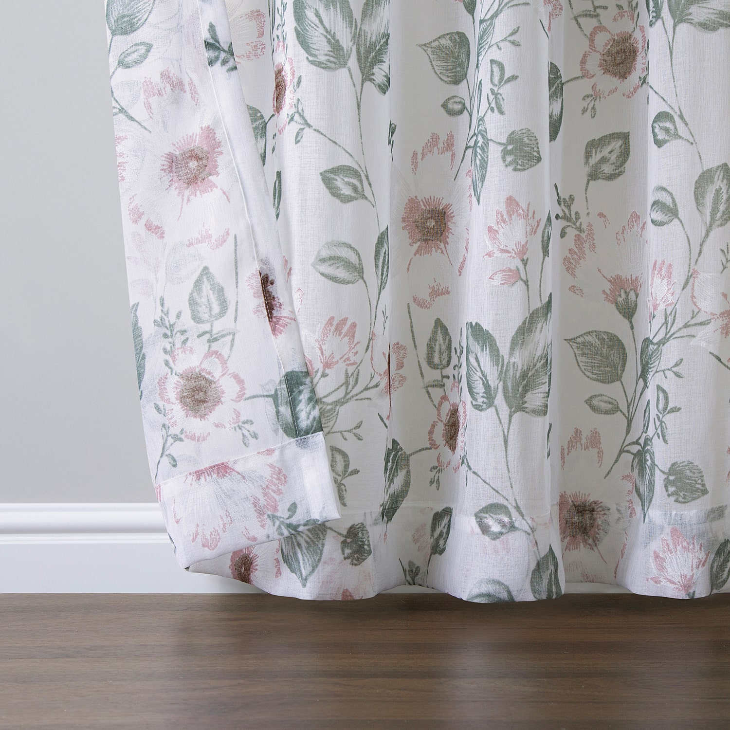 No 918 Anya Floral Puff Print Sheer Rod Pocket Single Curtain Panel