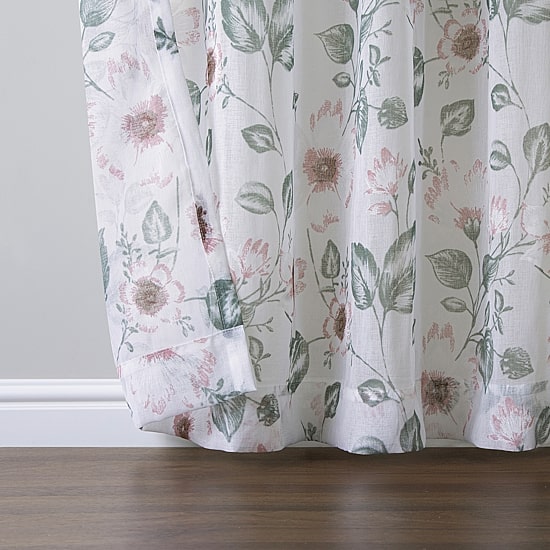 No 918 Anya Floral Puff Print Sheer Rod Pocket Sheer Single Curtain Panel