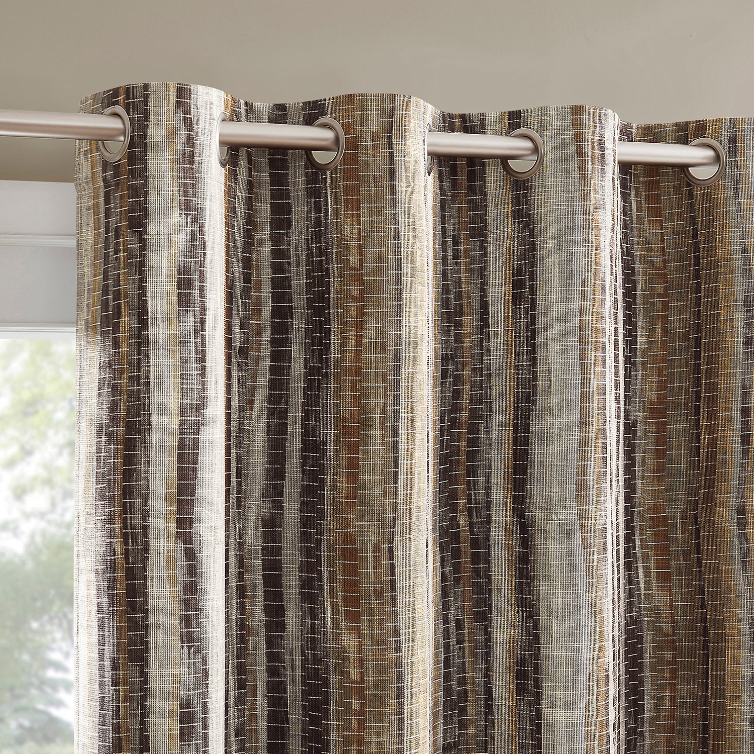 Sun Zero Avila Abstract Stripe Grommet Top 100% Blackout Single Curtain Panel